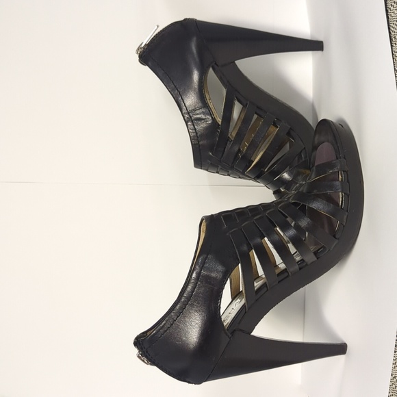 MICHAEL Michael Kors Shoes - Michael Kors 6B black leather cage heel platform sandals Pembroke